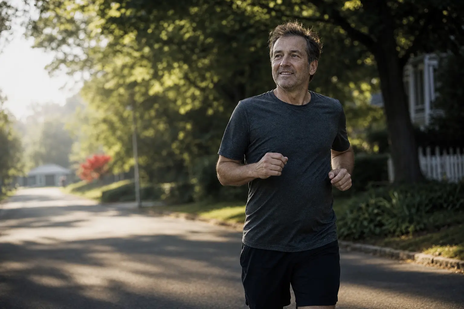 En nybegynder, der jogger let på en stille gade.